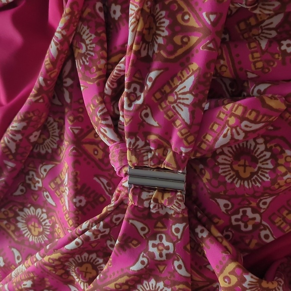 Veronica Beard Fuschia MultiAbstract Floral Cutout Aniston One Piece Swimsuit XL - Picture 7 of 8